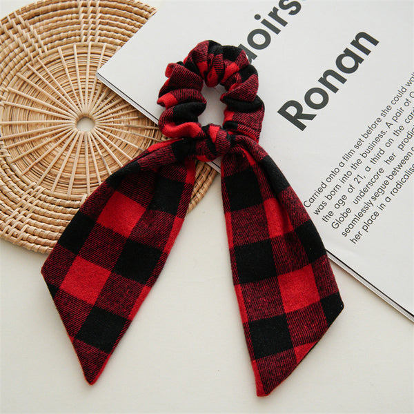 Christmas Tartan long tail scrunchie