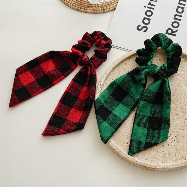 Christmas Tartan long tail scrunchie
