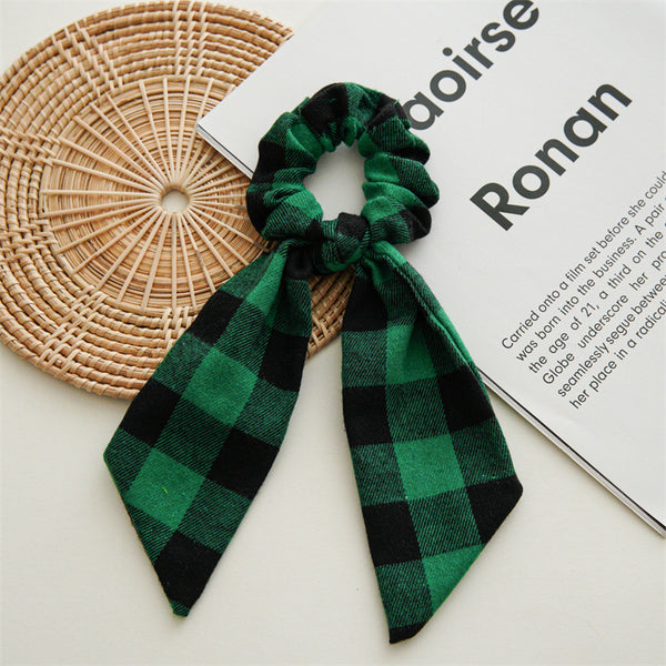 Christmas Tartan long tail scrunchie