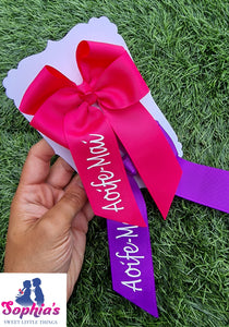 Pink/Purple Personalised Tails down Bows