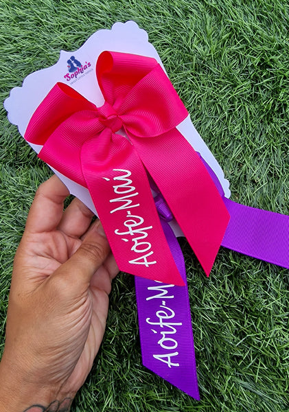 Pink/Purple Personalised Tails down Bows