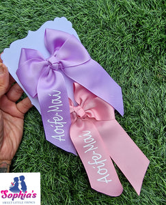 Pink & Lilac  Personalised Tails down Bows