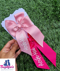 Dusty Pink & Hot Pink  Personalised Tails down Bows