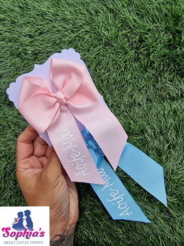 Pink & Blue   Personalised Tails down Bows