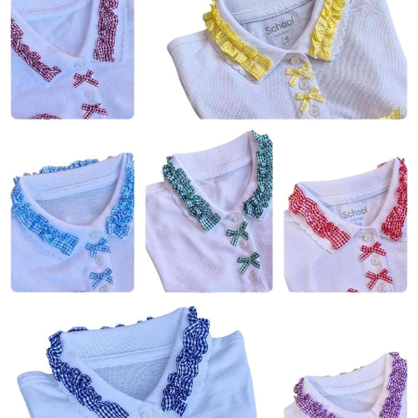 Sophia’s  girls school polo T-shirts with frilly collar- 1 TOP ONLY