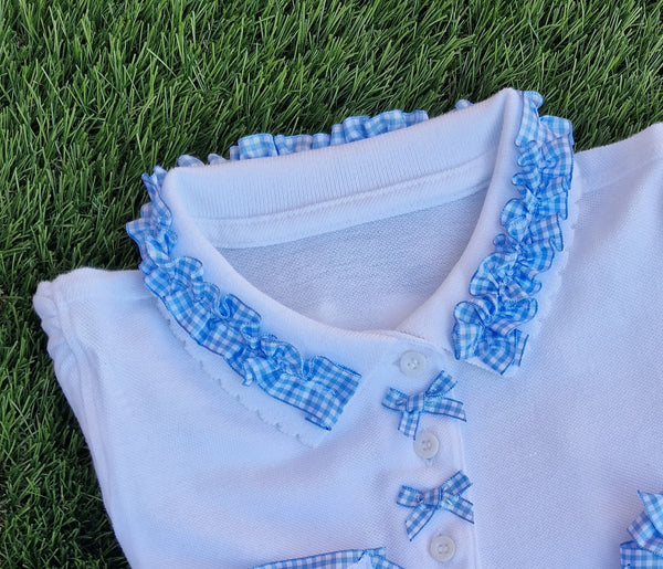 Sophia’s  girls school polo T-shirts with frilly collar- 1 TOP ONLY