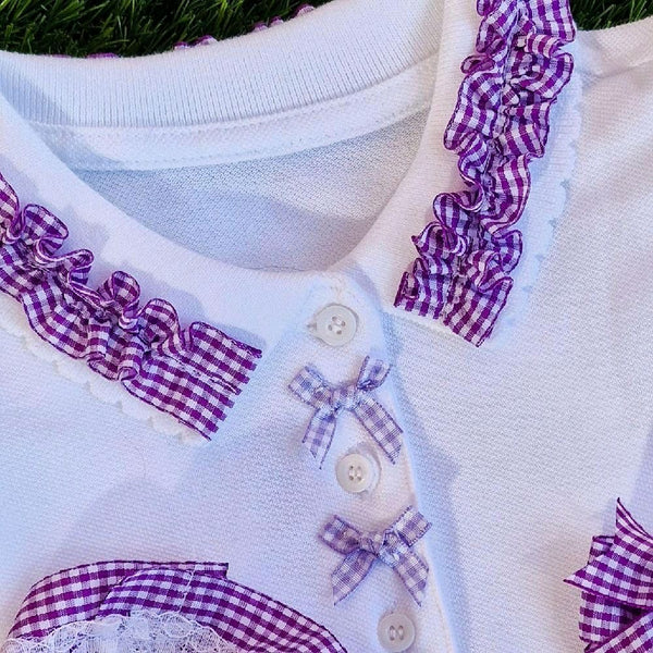 Sophia’s  girls school polo T-shirts with frilly collar- 1 TOP ONLY