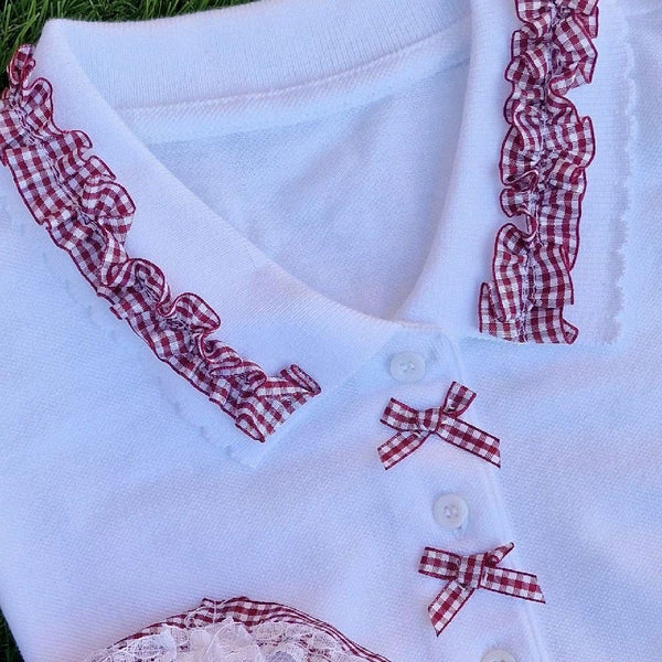 Sophia’s  girls school polo T-shirts with frilly collar- 1 TOP ONLY