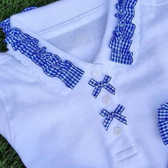 Sophia’s  girls school polo T-shirts with frilly collar- 1 TOP ONLY