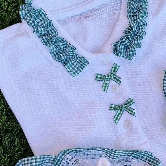 Sophia’s  girls school polo T-shirts with frilly collar- 1 TOP ONLY