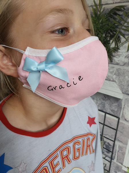 Baby Pink With Bow Reusable Face Mask