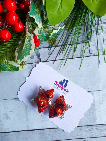 Scallopstar Red And Gold Star  Bow