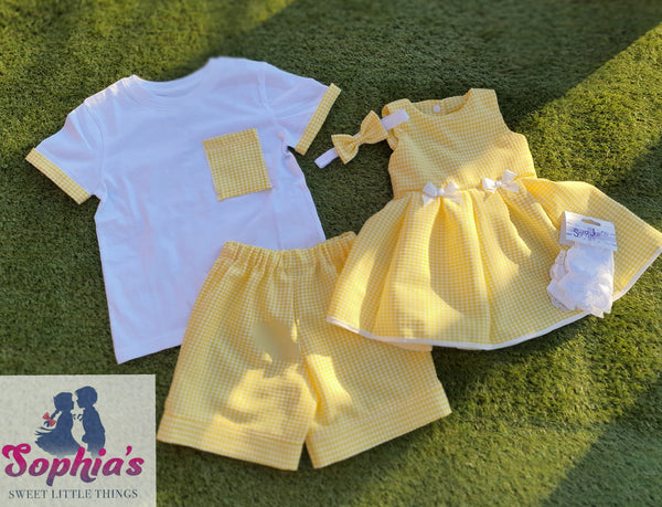 Yellow Seersucker Boys Summer Set