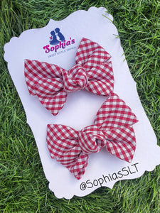 Burgundy Gingham Tie Knot Bows