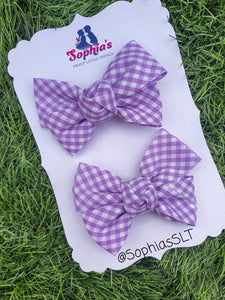 Purple Gingham Tie Knot Bows
