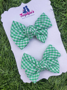 Green Gingham Tie Knot Bows