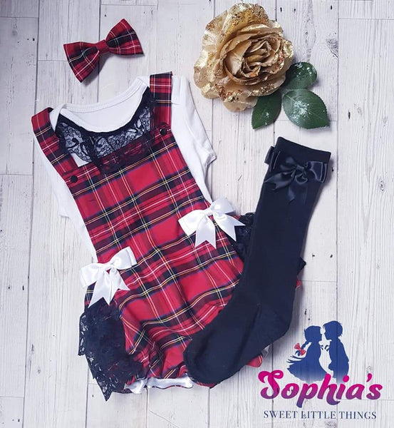 Girls Lace Tartan Set