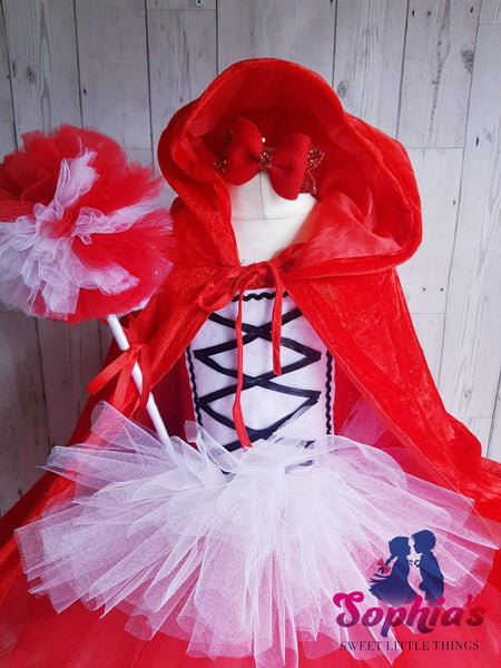 Red Hooded Cape tutu dress