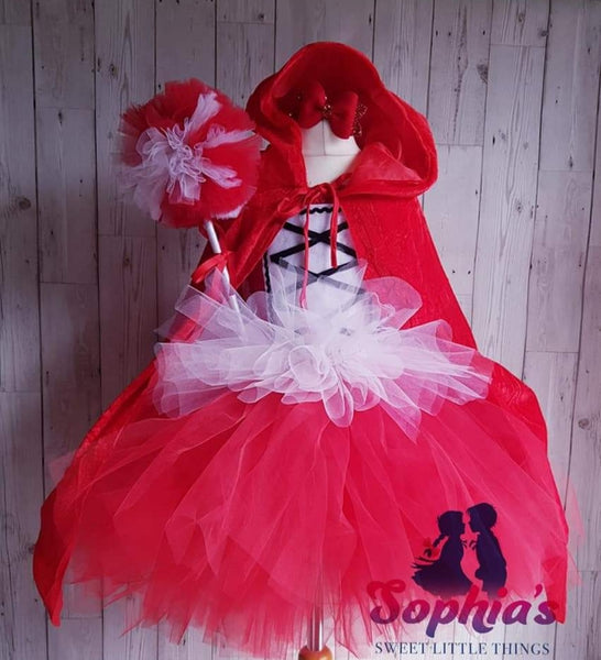 Red Hooded Cape tutu dress