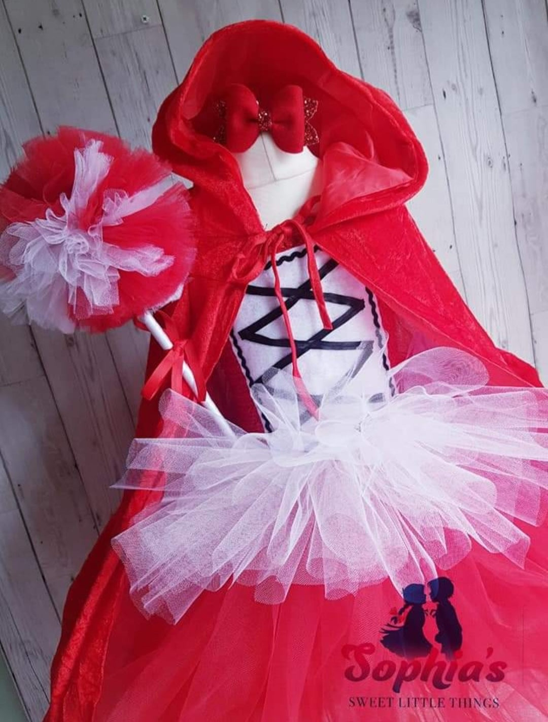 Red Hooded Cape tutu dress
