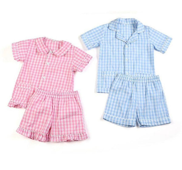 Girls Plaid Pyjamas (Pink Set)