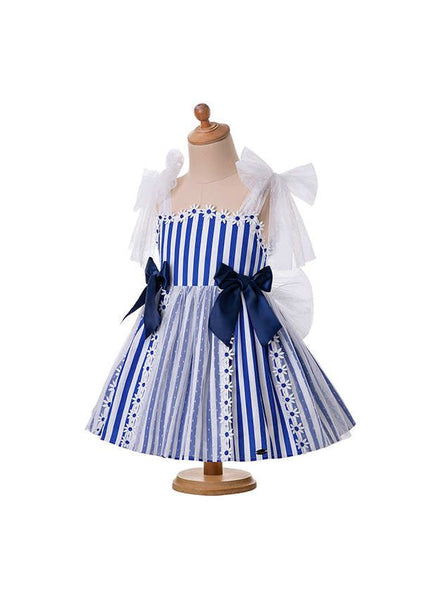 Girls Flower Stripped Dress And headband set