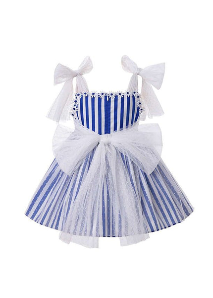 Girls Flower Stripped Dress And headband set
