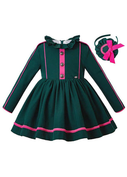 Girls Milatary Style Dress/ Headband