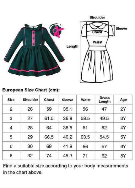 Girls Milatary Style Dress/ Headband