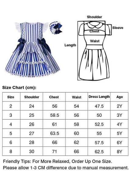 Flower Laced Stripped Dress And Headband Set
