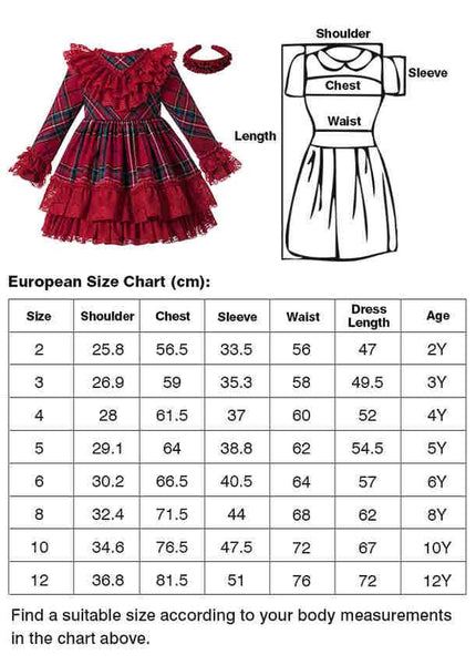 Vintage Autumn Christmas Lace Tartan dress and headband